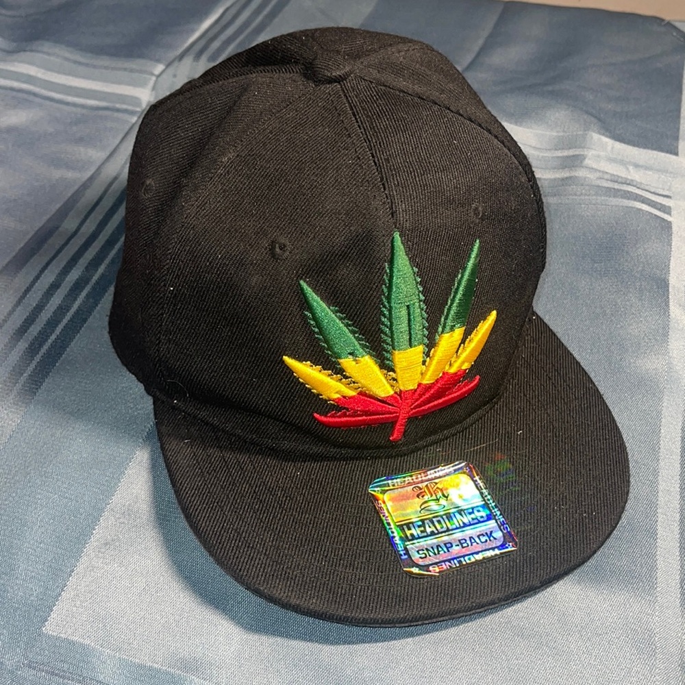 HEADLINES Tricolor hemp leaf Embroidery Snapback Hats for Men